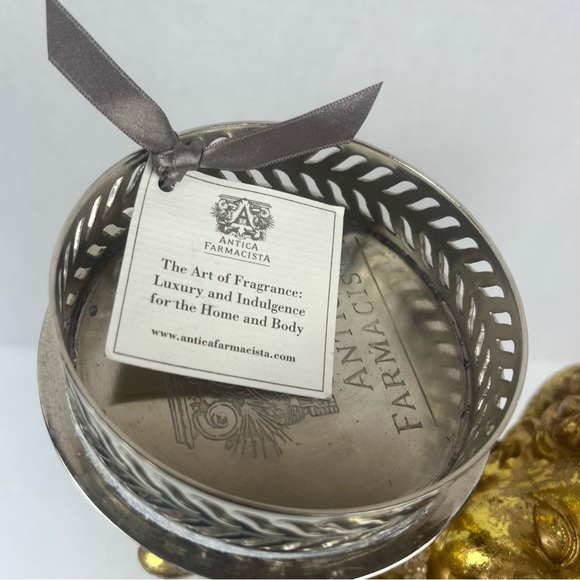 Shabby Chic Vignette decor-golden Cherub Angel w/ silver tray & vintage pearls. - Picture 5 of 16